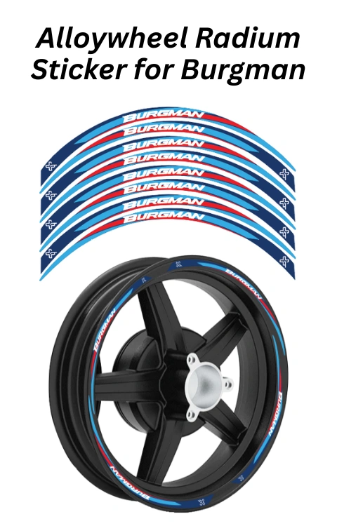 Alloy Wheel Radium Sticker Compatible with Burgman 125 | Printed in Premium Radium with FPF (Fade Protection Film), Waterproof, Precut Sticker, Pack Of 1